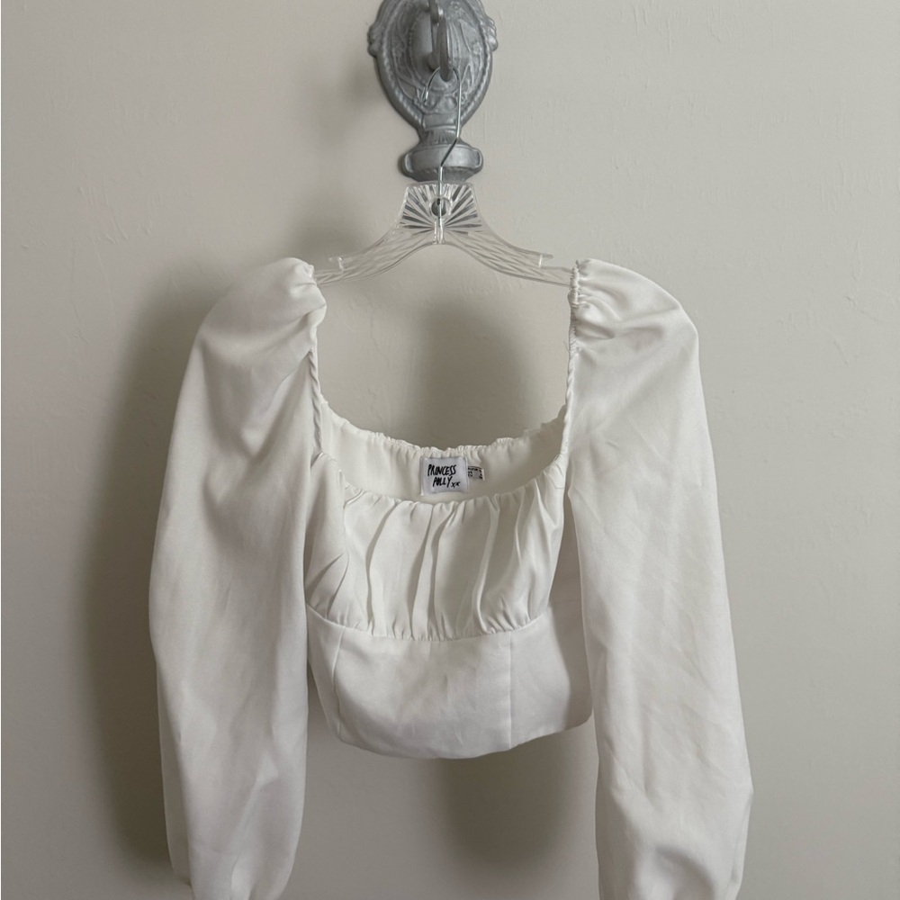 Princess Polly White Puff Sleeve Crop Blouse